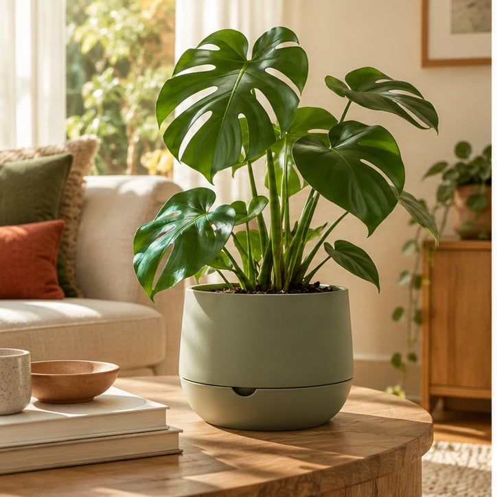 Self-Watering Ceramic Planter — scene view