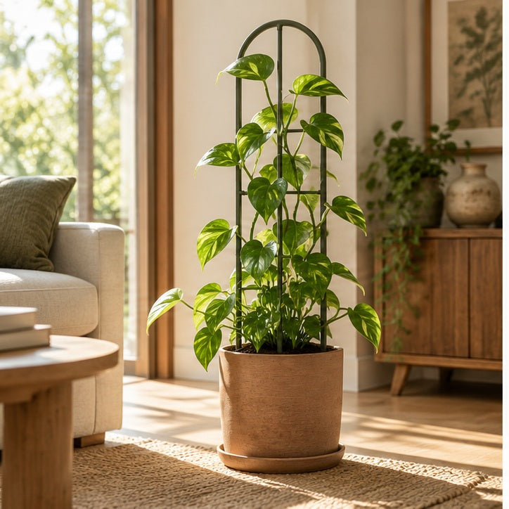 Arched Metal Plant Support Trellis — scene view
