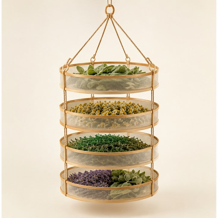 Tiered Bamboo Herb Drying Rack — studio view
