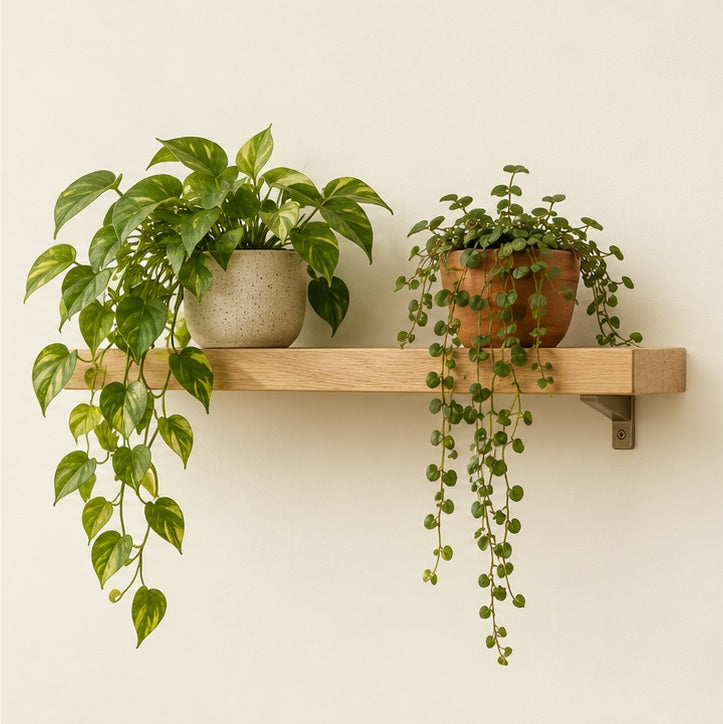 Oak Wall-Mounted Plant Shelf — studio view